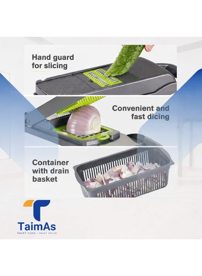 TaimAs 16-in-1 Multi- Functional Vegetable Chopper & Slicer – Fast, Easy & Mess-Free Cutting - Image 4
